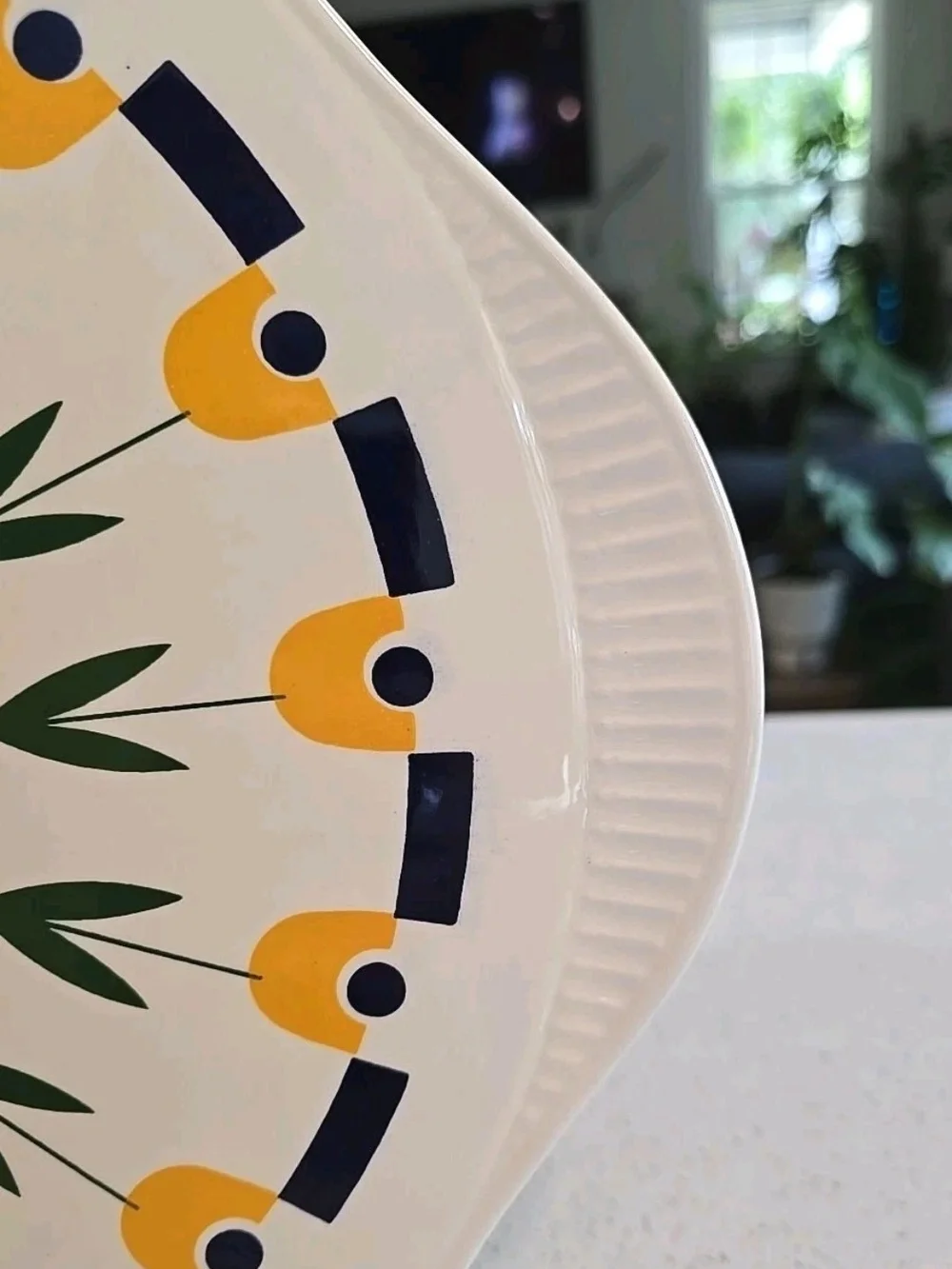 Vtg 1960s Grunstadt Keramik  Ceramic Cake Dessert Platter Hand Painted Tulip